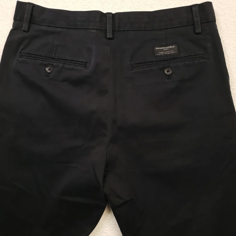 Banana Republic Chino Pant Men 30x30 Black Mason Athletic Tapered Rapid Movement
